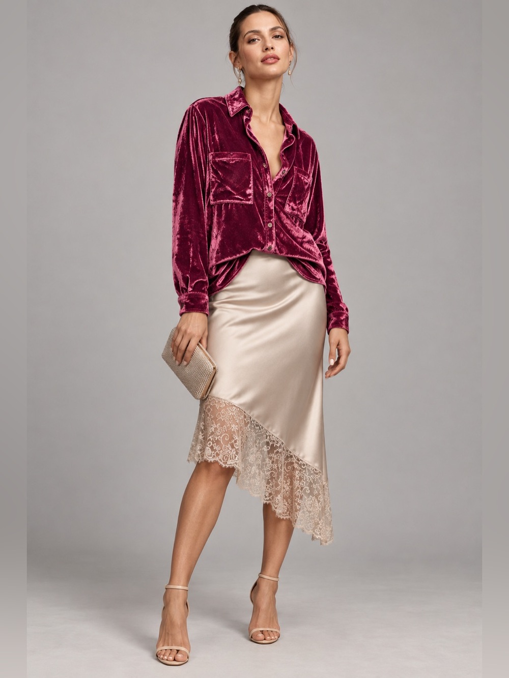 Anthropologie Pilcro The Hadley Velvet Button Down Shirt Pink Women’s Medium B22